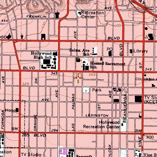 Topographic Map of Sunset Post Office, CA