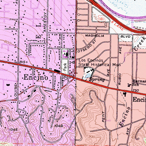 Topographic Map of Balboa Van Nuys Post Office, CA