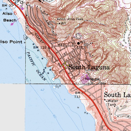 Topographic Map of South Laguna Post Office, CA