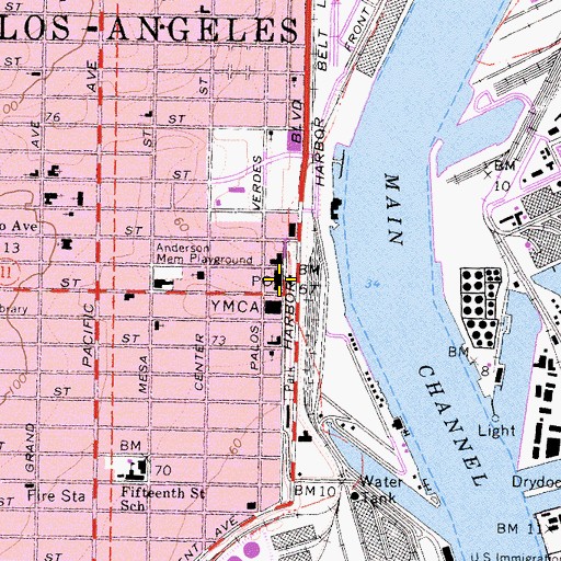 Topographic Map of San Pedro Post Office, CA
