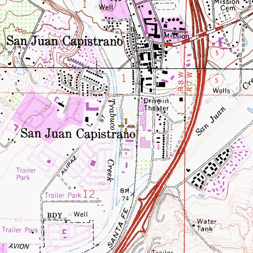 Topographic Map of San Juan Plaza Post Office, CA