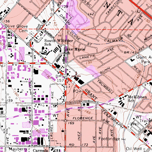 Topographic Map of Santa Fe Plaza Post Office, CA