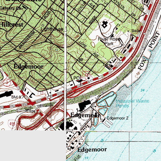 Topographic Map of Edgemoor Post Office, DE