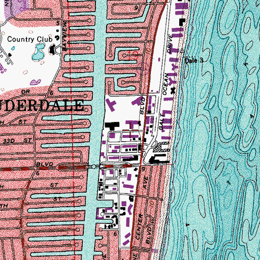 Topographic Map of Galt Ocean Post Office, FL
