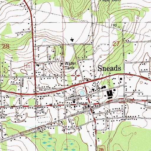 Topographic Map of Sneads Post Office, FL