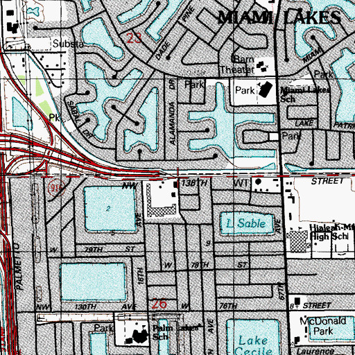 Topographic Map of Hialeah Lakes Post Office, FL