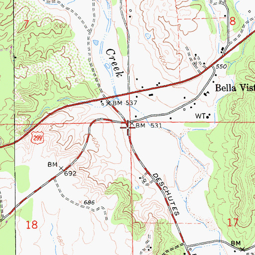 Topographic Map of Bella Vista Post Office, CA