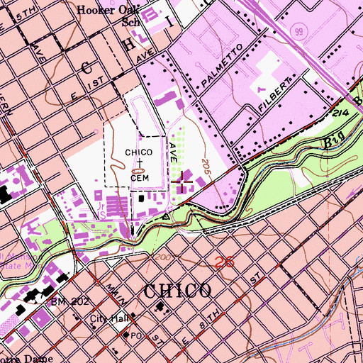 Topographic Map of Chico Post Office, CA