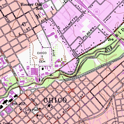 Topographic Map of Chico Post Office, CA