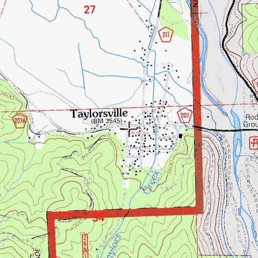 Topographic Map of Taylorsville Post Office, CA