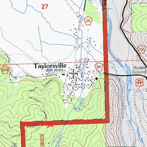 Topographic Map of Taylorsville Post Office, CA