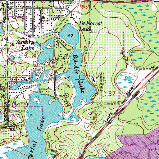 Topographic Map of Bel-Air Lake, FL
