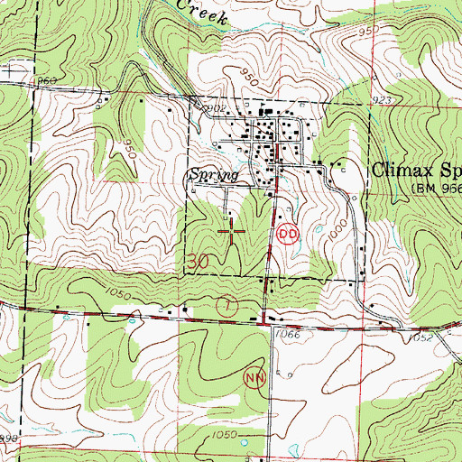 Topographic Map of Climax Springs Census Designated Place, MO