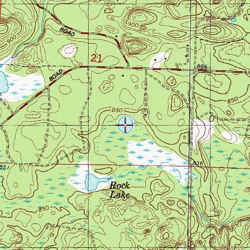 Topographic Map of Back Lake, WI