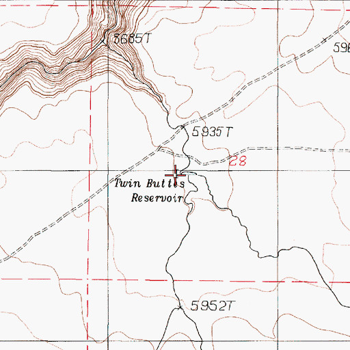 Topographic Map of Twin Buttes Reservoir, OR