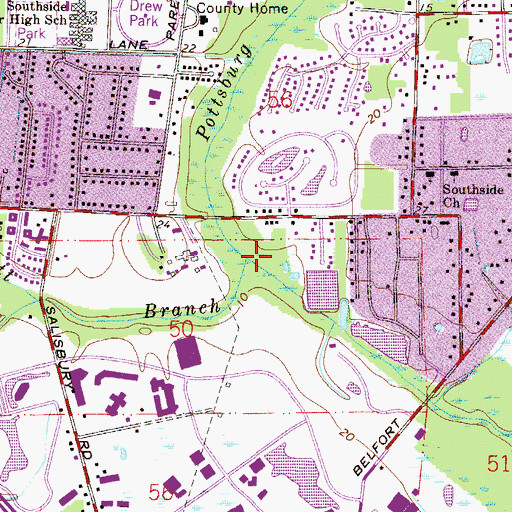 Topographic Map of Bennett Branch, FL