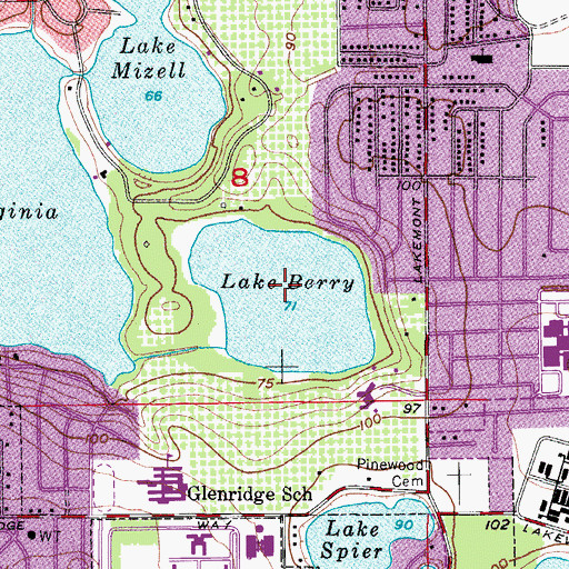 Topographic Map of Lake Berry, FL