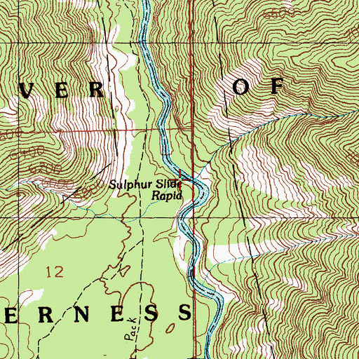 Topographic Map of Sulphur Slide Rapid, ID