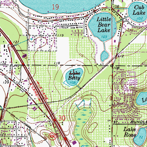 Topographic Map of Lake Betty, FL