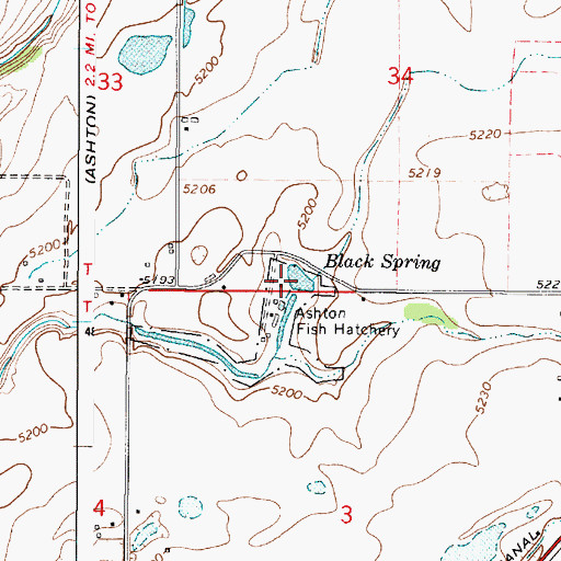 Topographic Map of Black Spring, ID