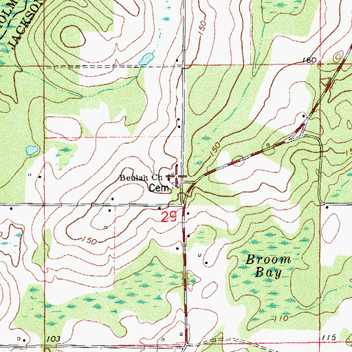 Topographic Map of Beulah Church, FL