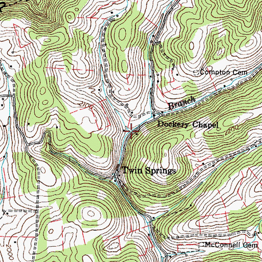 Topographic Map of Mighty Branch, VA