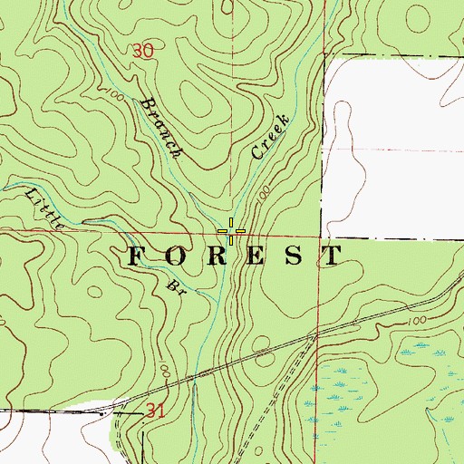 Topographic Map of Big Branch Beaver Creek, FL