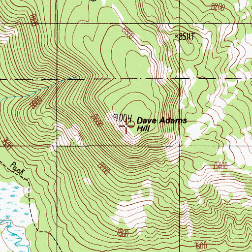 Topographic Map of Dave Adams Hill, WY