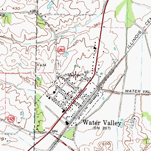 Topographic Map of Water Valley Census Designated Place, KY