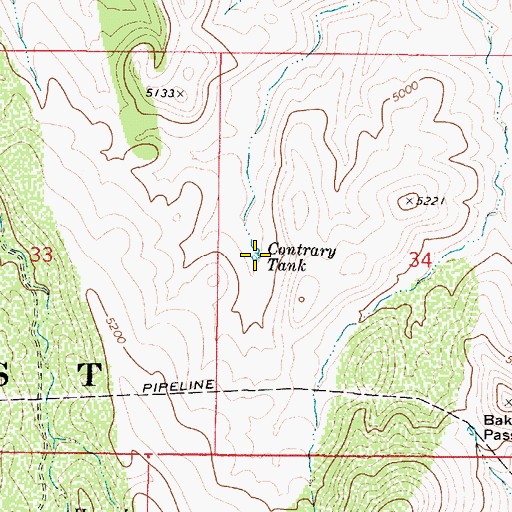 Topographic Map of Contrary Tank, AZ