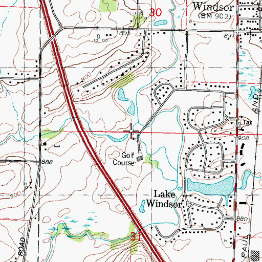 Topographic Map of Pine Spring Creek, WI