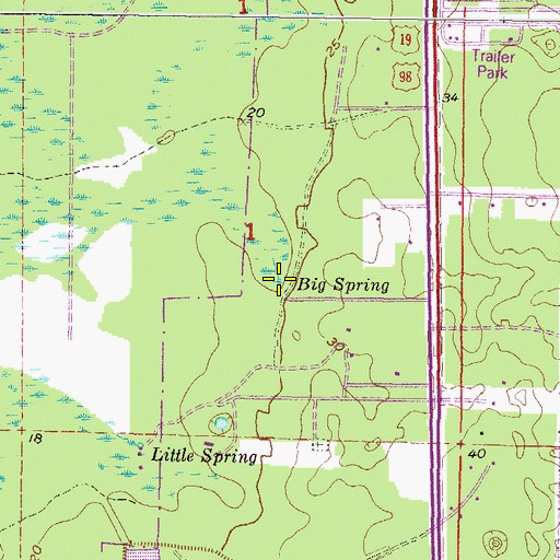 Topographic Map of Big Spring, FL