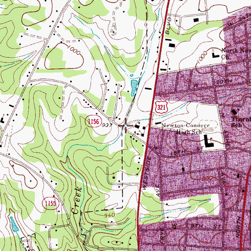 Topographic Map of Gryphon Branch, NC