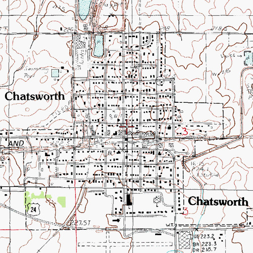 Topographic Map of Chatsworth Post Office, IL