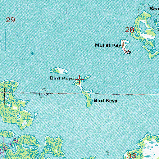 Topographic Map of Bird Keys, FL
