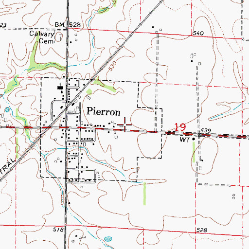 Topographic Map of Pierron Post Office, IL