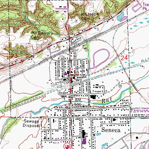 Topographic Map of Seneca Post Office, IL