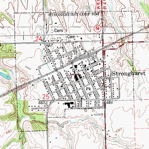 Topographic Map of Stronghurst Post Office, IL