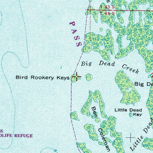 Topographic Map of Bird Rookery Keys, FL