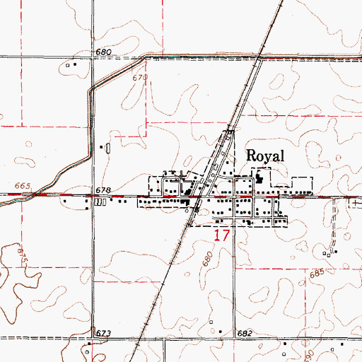 Topographic Map of Royal Post Office, IL