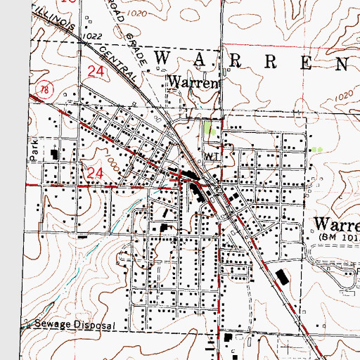 Topographic Map of Warren Post Office, IL