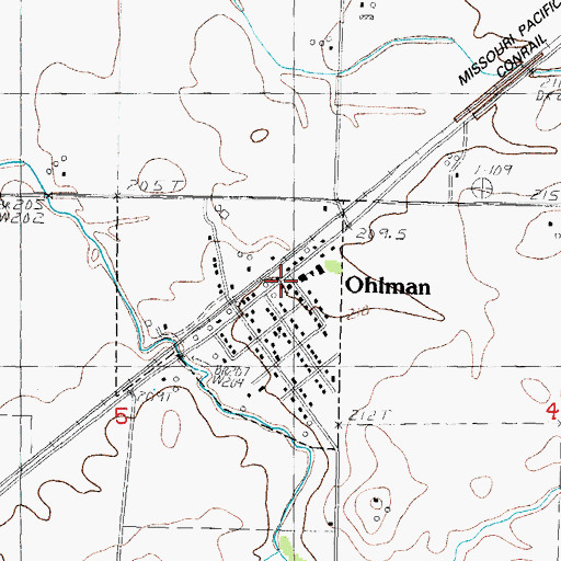 Topographic Map of Ohlman Post Office, IL