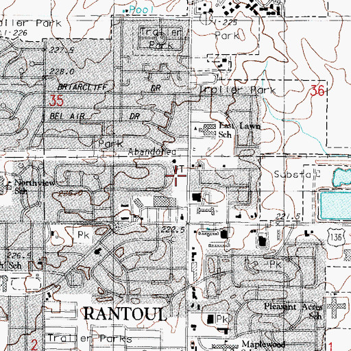 Topographic Map of Rantoul Post Office, IL