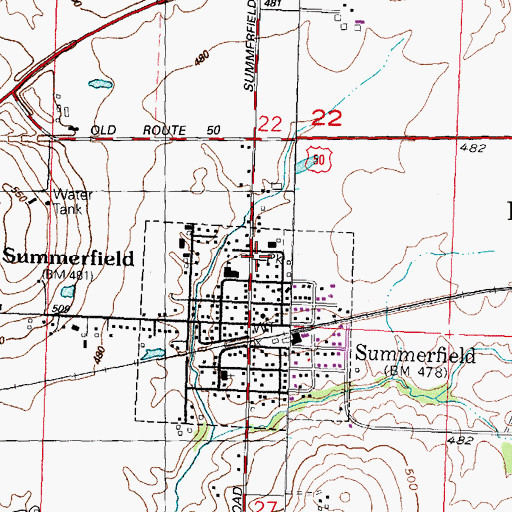 Topographic Map of Summerfield Post Office, IL