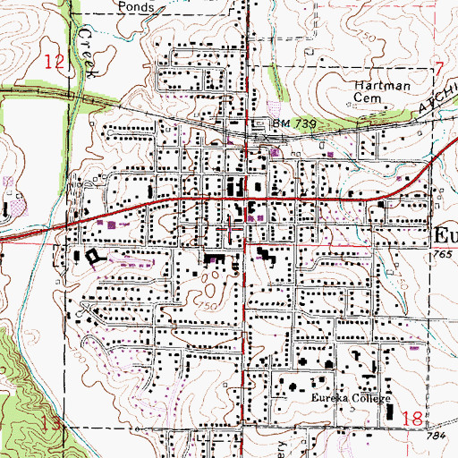 Topographic Map of Eureka Post Office, IL