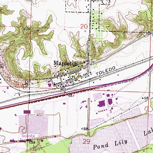 Topographic Map of Mapleton Post Office, IL