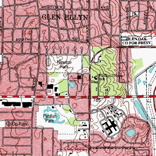 Topographic Map of Glen Ellyn Post Office, IL