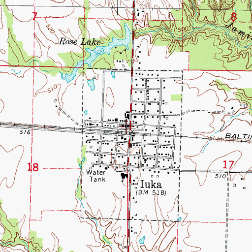 Topographic Map of Iuka Post Office, IL