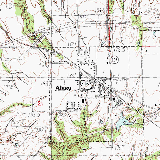 Topographic Map of Alsey Post Office, IL