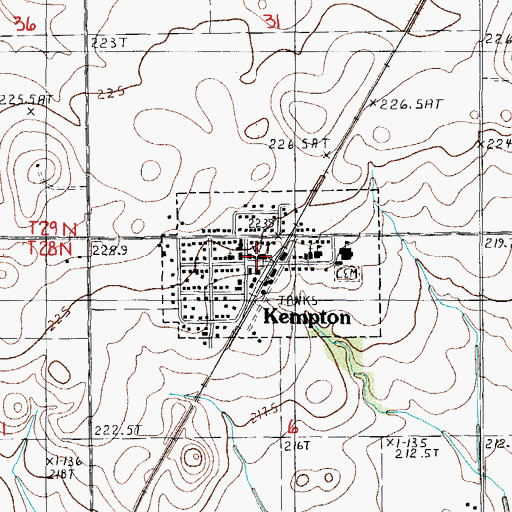 Topographic Map of Kempton Post Office, IL